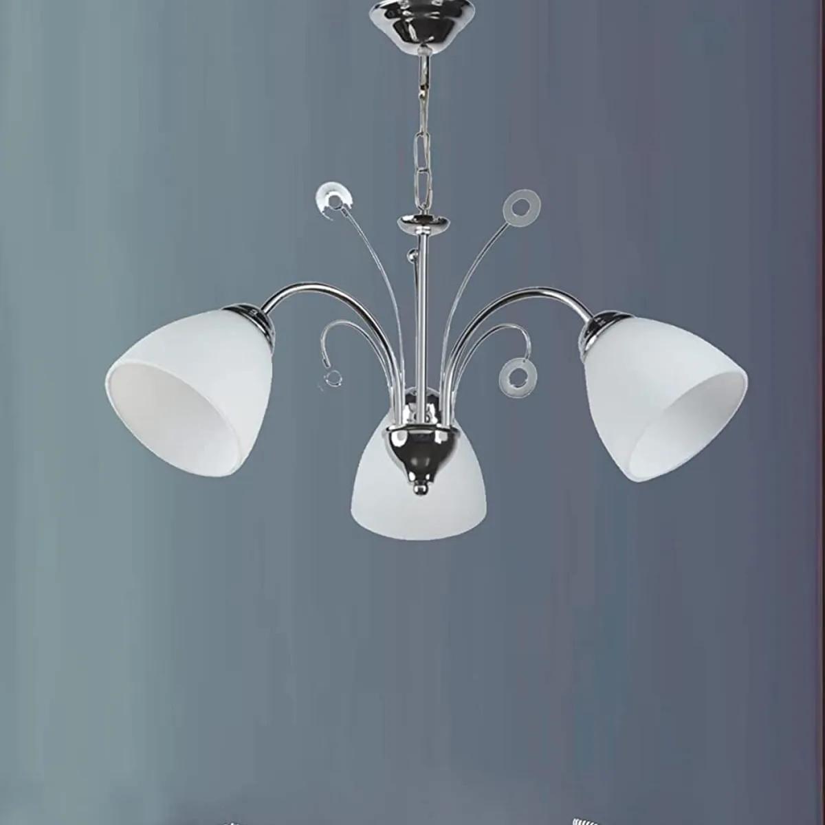 

Idil Современная хромированная люстра из белого опалового стекла для гостиной, кухни, спальни, 3 предмета