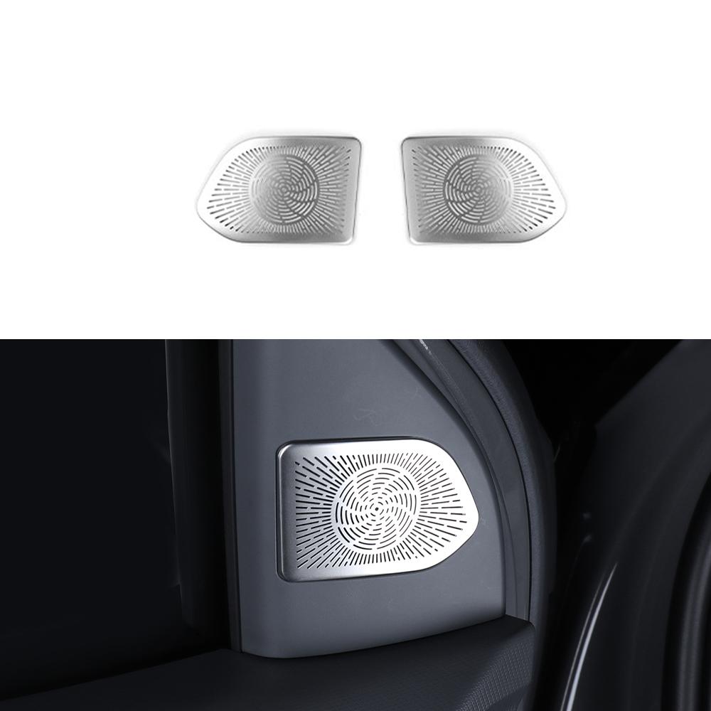 

For Kia EV3 2026 Car Styling Interior Accessories Stainless Steel A-Pillar Audio Speaker Net Decoration Black Cover Trim серебряный