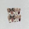 10Pcs Handmade Cat Eye Gradient Long Coffin Stiletto Press On Nails With Glitter Diamond Pearl Flower Bowknot Decorations