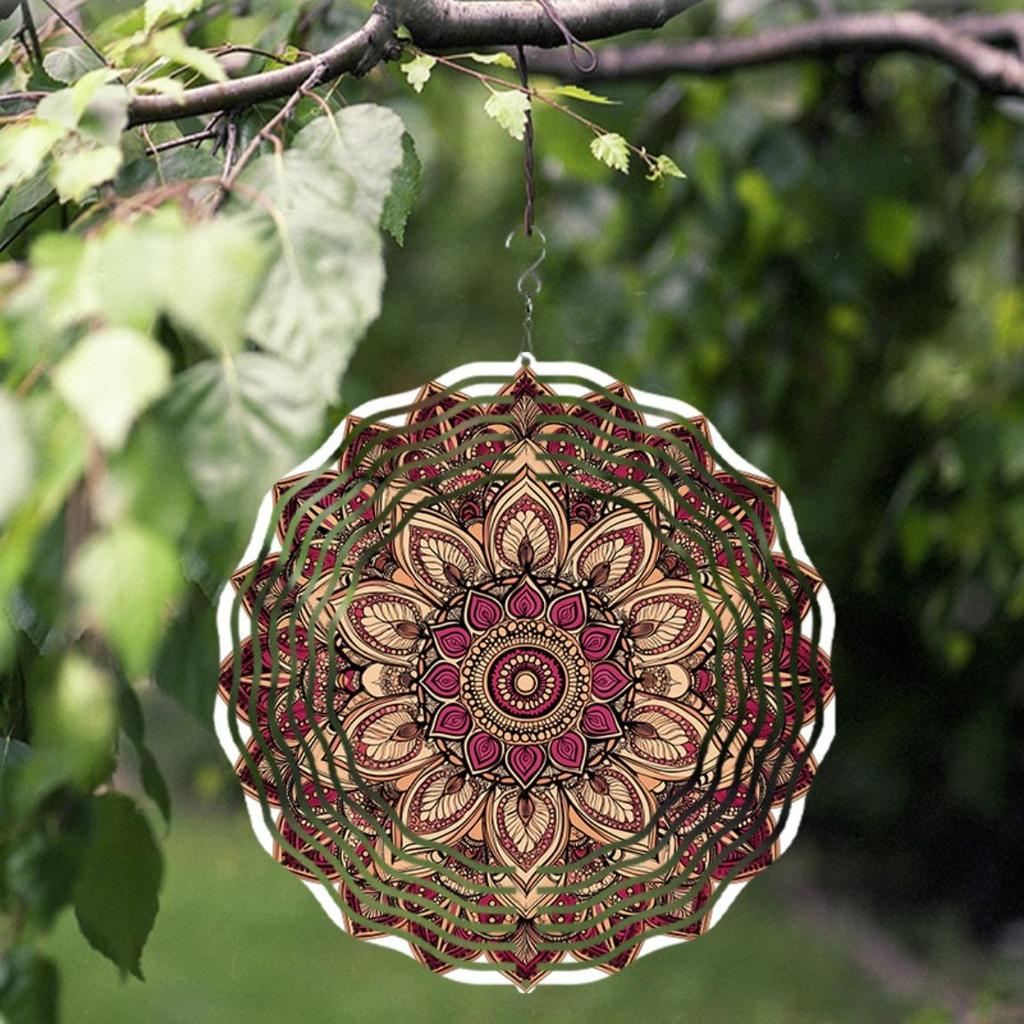 3D Mandala Flower Metal Wall Art Double Sided Laser Cut Intricate Pink Golden Design Indoor Outdoor Decorative Hanging Ornament Classic