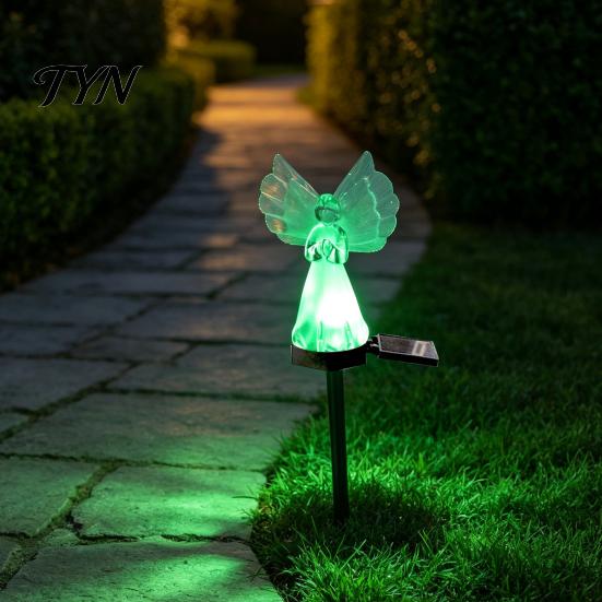 Weatherproof Angel Figurines Solar Garden Light, LED Yard Stake Waterproof Statue for Cemetery Memorial Decorative Lamp Graveyard Patio Lawn