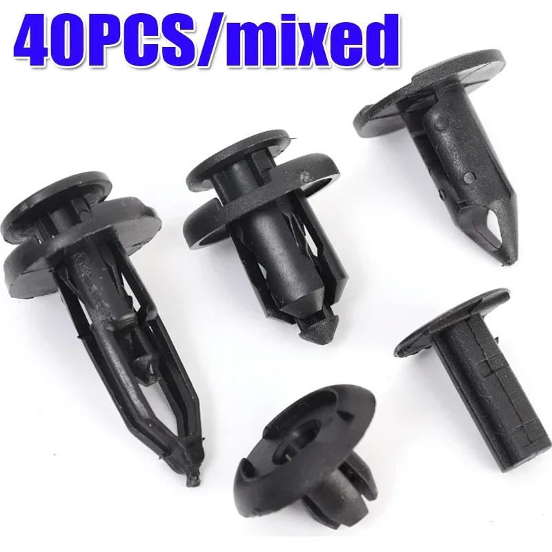 40PCS Car Fender Rivet Retainer Fastener Hole Rivet Retainer Push Pin Clips Auto Bumper Door Trim Panel Liner Clips