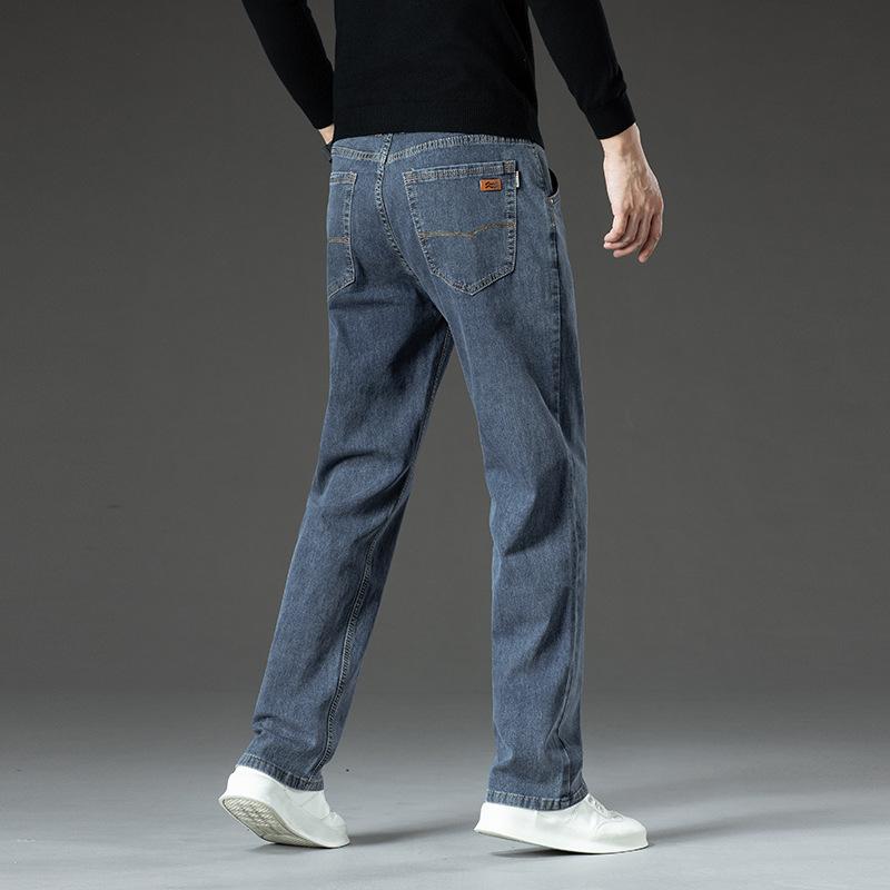 Straight-leg Jeans For Men, Versatile, Stretchy And Loose, Autumn New Style, Youth Long Men's Popular Thick Casual Trousers