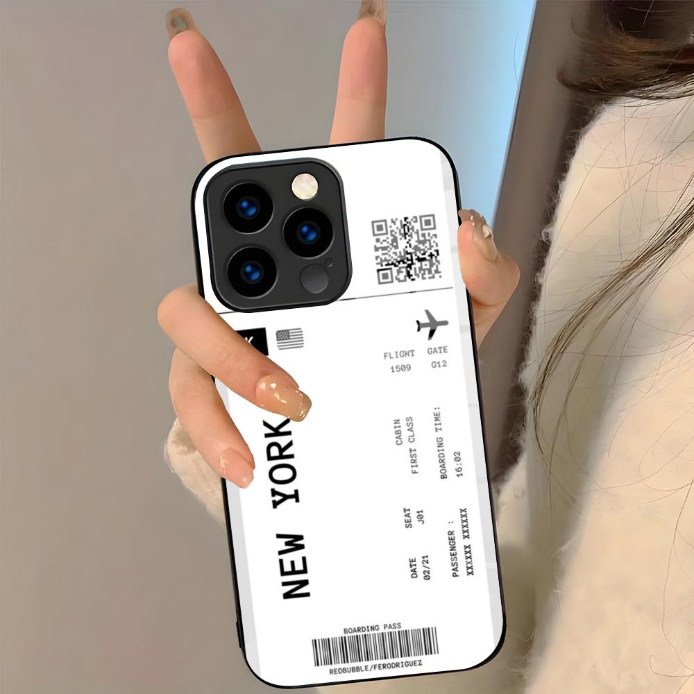 Plane Fight Ticket Phone Case For IPhone 17 Pro Max 16 15 14 Pro Max 13 11 Plus Glass Cover