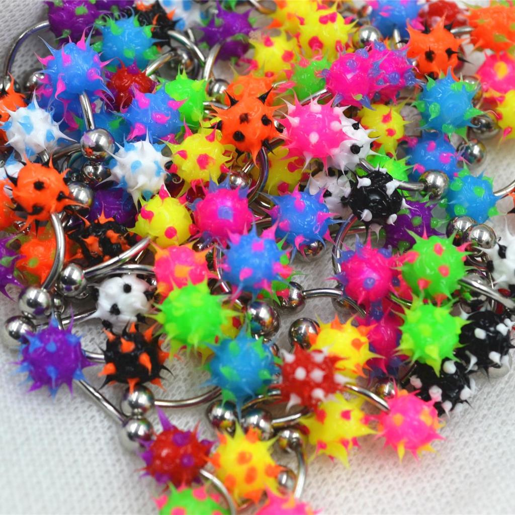 Stainless Steel Silicone Spiked Multi-Color Belly Button Ring Piercing Jewelry