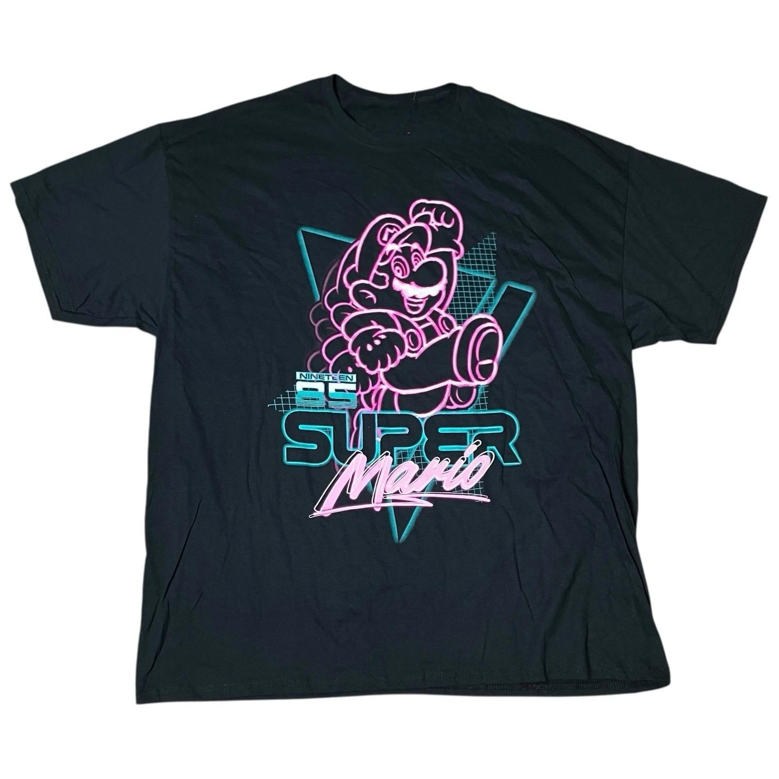 80s Style Super Mario 1985 Neon Graphic Tee - Nintendo Retro Gamer Shirt M