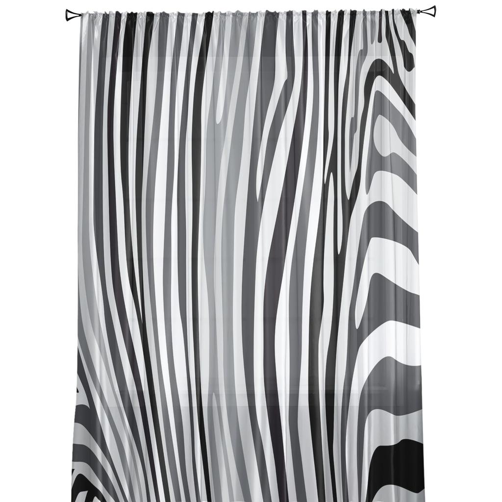 Perdele din voal cu dungi alb-negre pentru tratarea ferestrelor din camera de zi Perdele transparente pentru dormitor draperii de bucătărie