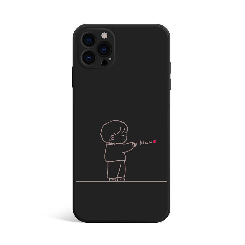 Black White Couples Love For iPhone 11 12 13 14 15 16 Pro X XR XS Max Shockproof Phone Case For iPhone 7 8 Plus Silicone Cover