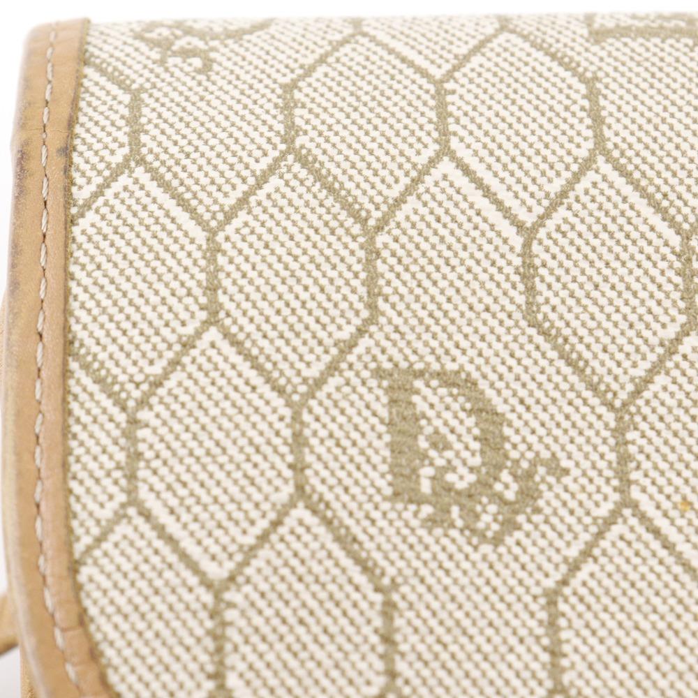 Dior Honeycomb Pattern Shoulder Bag vintage beige PVC Women Used