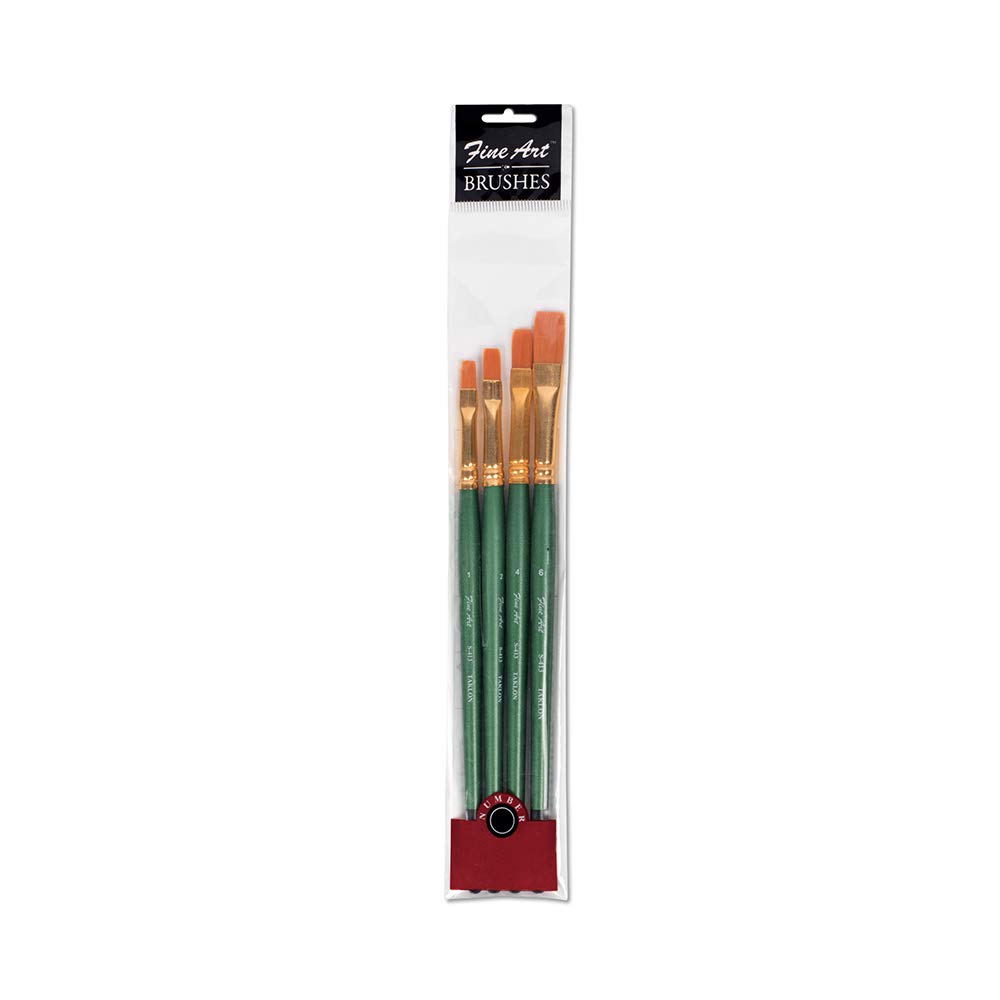 

Pidilite Fevicryl Synthetic Taklon Flat Brush Set of 4 for Acrylic Watercolour Oil Painting Artists Sizes 1 2 4 6