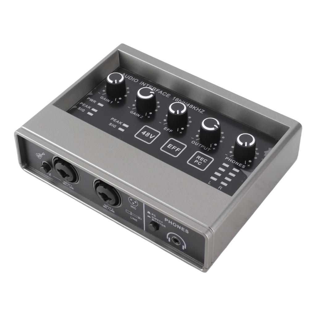 48V Live Sound Card with DSP Reverb Sound Card Mixer for Computer Smartphone Singing Instrument Live Broadcast