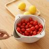 Double-Layer Rotating Fruit and Vegetable Washing Basket - Durable Plastic Food-Safe Design with Drainage Holes, Space-Saving Kitchen Sink Organizer