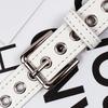 White Belt Elegant With Full Hole Design Chic Pu Material For Fashionforward Look