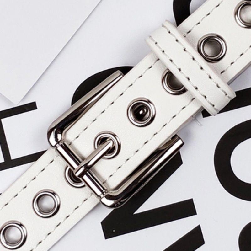 Trendy White Pu Belt For Denim Versatile Simple Style Buckle For Casual Wear
