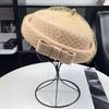 Australian Hair Light Luxury French Celebrity Style White Mesh Bow Top Hat Women's Autumn and Winter Elegant and Sweet Temperament Beret