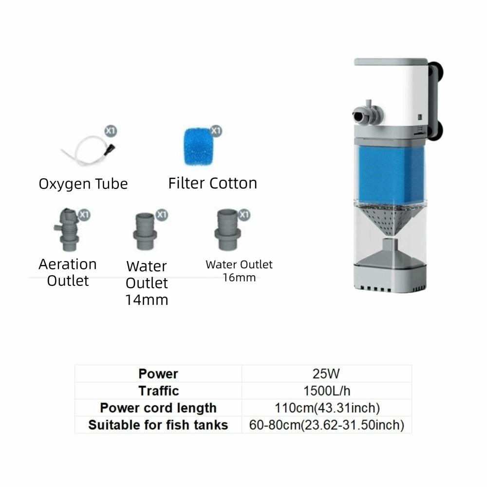 Low Noise Aquarium Filter Pump Removable Fish Stool Filter Collector Aquarium