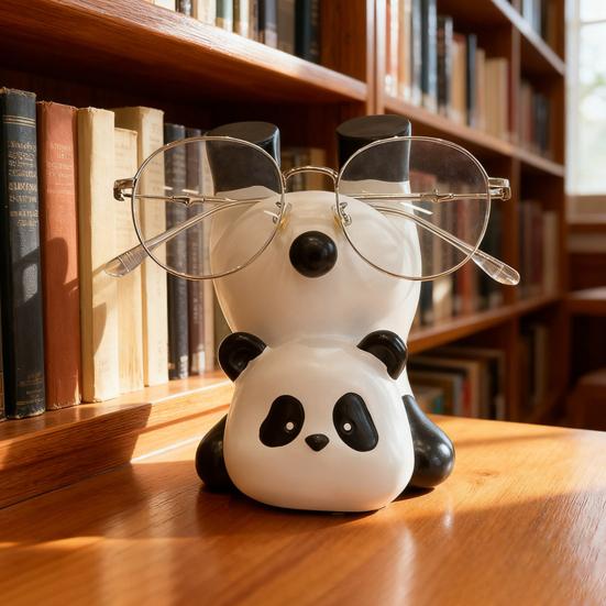 Sunglasses Storage Rack with Cute Panda Design Stand Weighted Base Glass Organizer for Desk Table Countertop