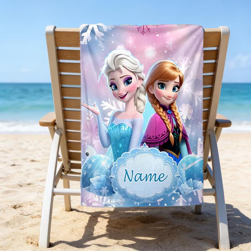 1pc Frozen10 Beach Towel with Custom Name, Beach/Swimming/Bath/Picnic/Camping Towel, Suitable for Seaside Beaches