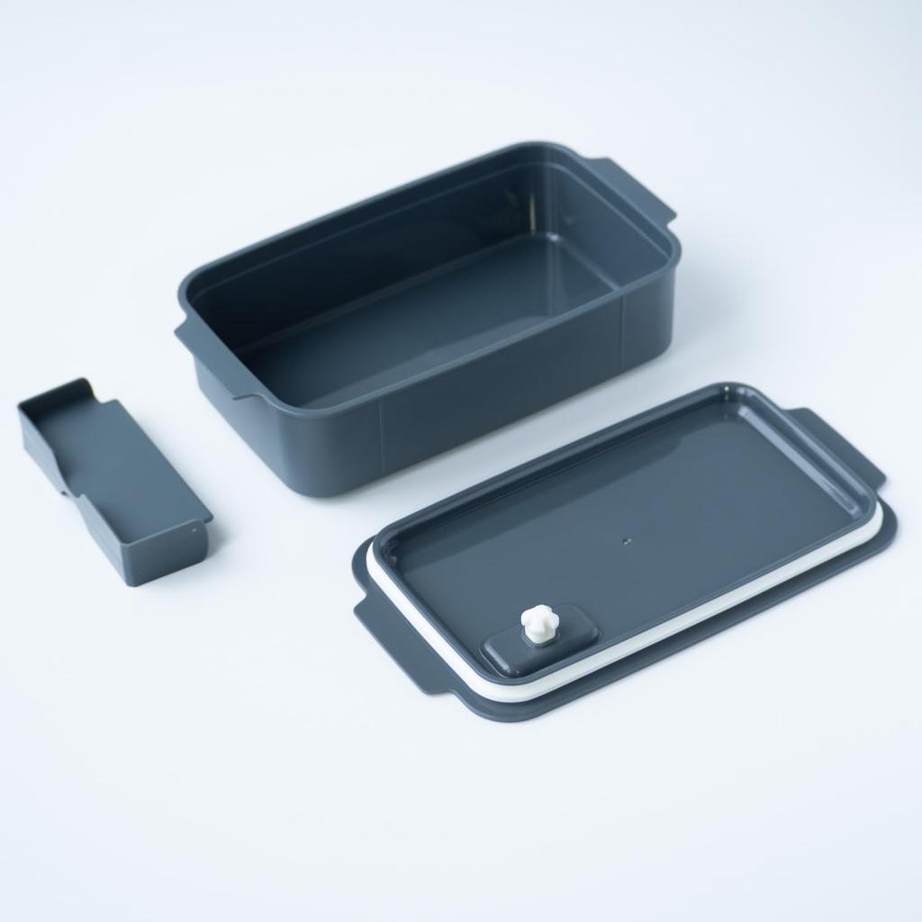 OSK Stock Lunch Bento Gray with Made In Dishwasher & Box, 650ml, [Storage Container/Microwaveable Lid/Easy Airtight], Japan, Safe, STL-650