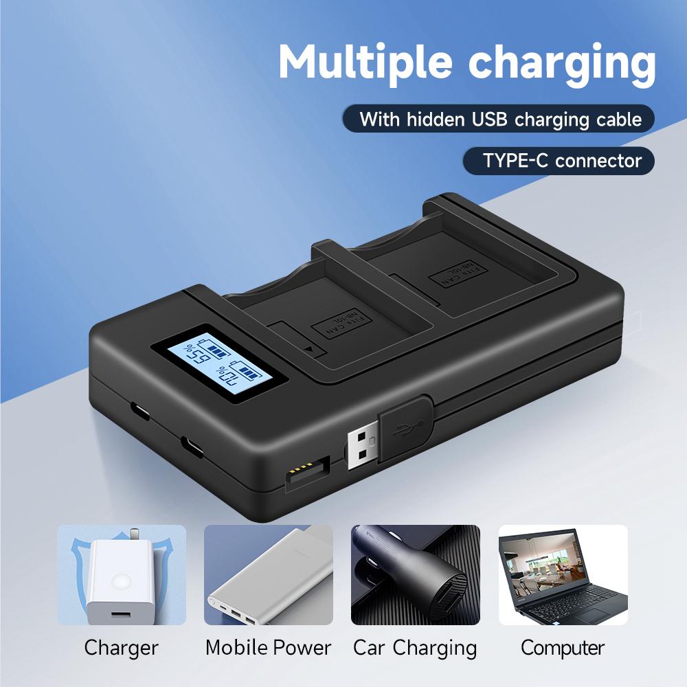 PALO 1400MAh NB-10L NB10L + Pengisi Daya LCD Dengan Port Tipe C & Kabel USB Untuk Canon G1X G15 G16 SX40HS SX50HS SX60HS SX40 SX50
