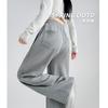 Gray American Sweatpants Women's Spring and Autumn New Thin Loose Wide-leg Pants Casual Tied Feet Small Straight Sweatpants
