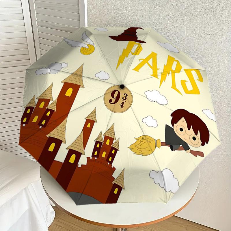 1PC Hogwarts Harry Potter Umbrella-8-Rib Reinforced, Automatic Open, Lightweight & Durable, Cute Fashion Accessory for Outdoor, D2658