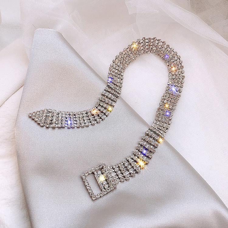 Luxuriöse, bunte Halsketten mit Kristallen für Frauen, mehrschichtige, goldfarbene Kette mit Strasssteinen, Statement-Schmuck