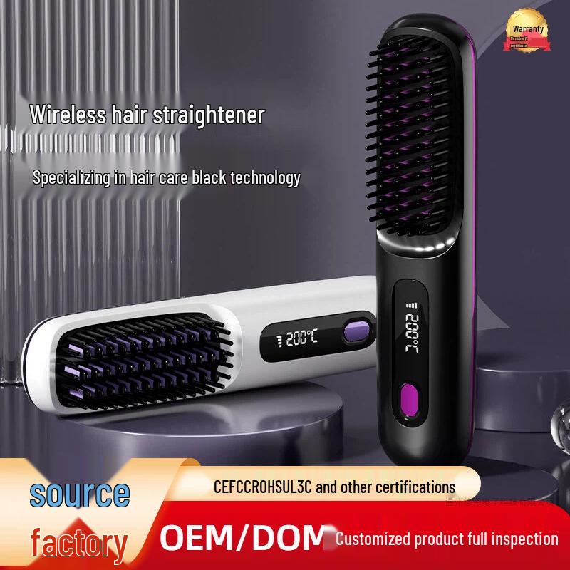 Wireless Ionic Straightening & Curling Comb - Hair-Friendly, Portable Dual-Use Electric Straightener Flagship Model [Wireless - Blue]