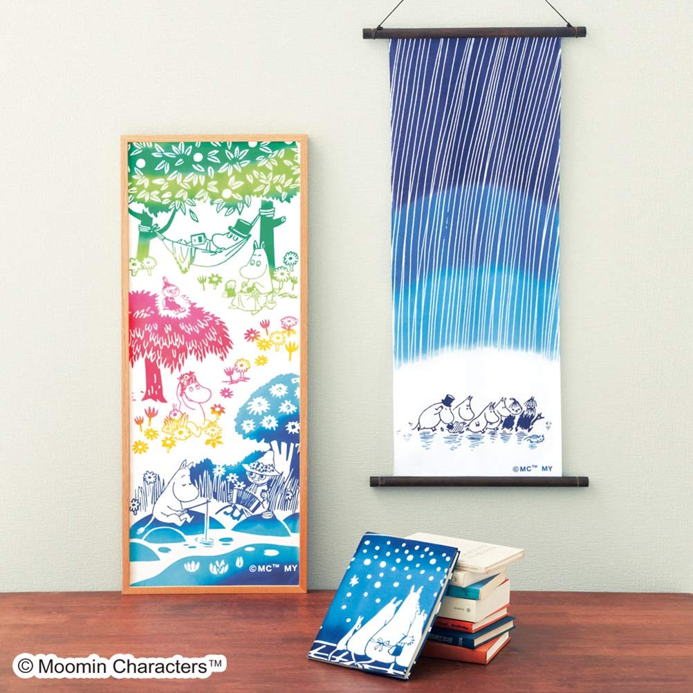 Tenugui Hand 33 x 51013 Miyamoto-Towel Japanese-made Chū-dyed (Tenugui Towel), 90cm, Moomin, Rain,