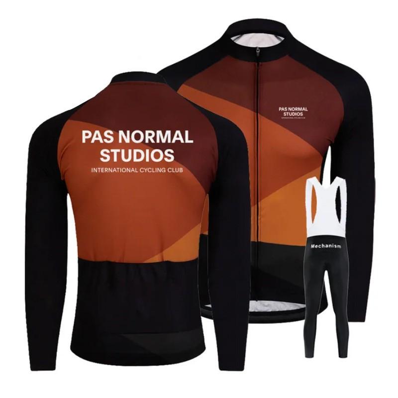 Winter Thermal Cycling Bib Tights With Fleece Lining Long Sleeve Jersey Set Road Bike Riding
