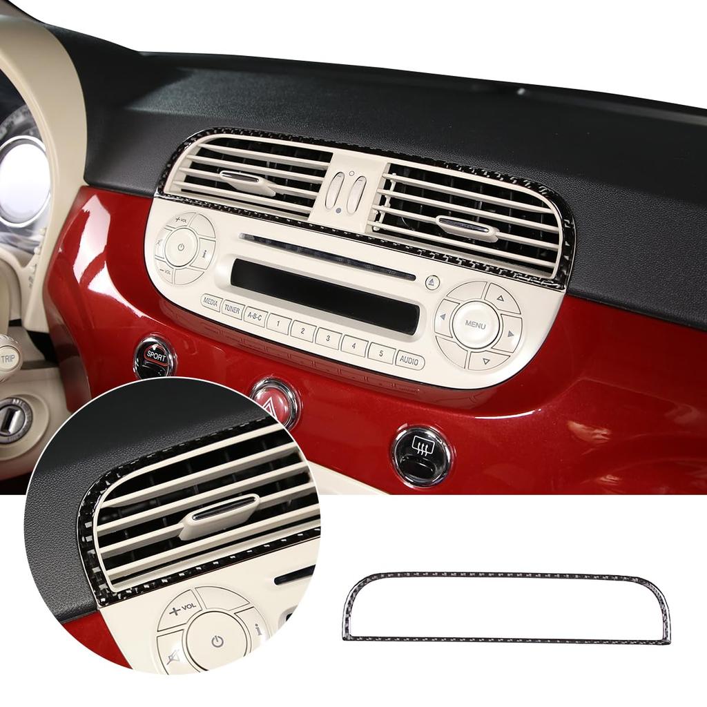 Hcilloend Carbon Fiber Air Conditioning Center Console Air Vent Panel for New Fiat 500 Air Conditioning Air Outlet Car Vent Easy Interior Custom