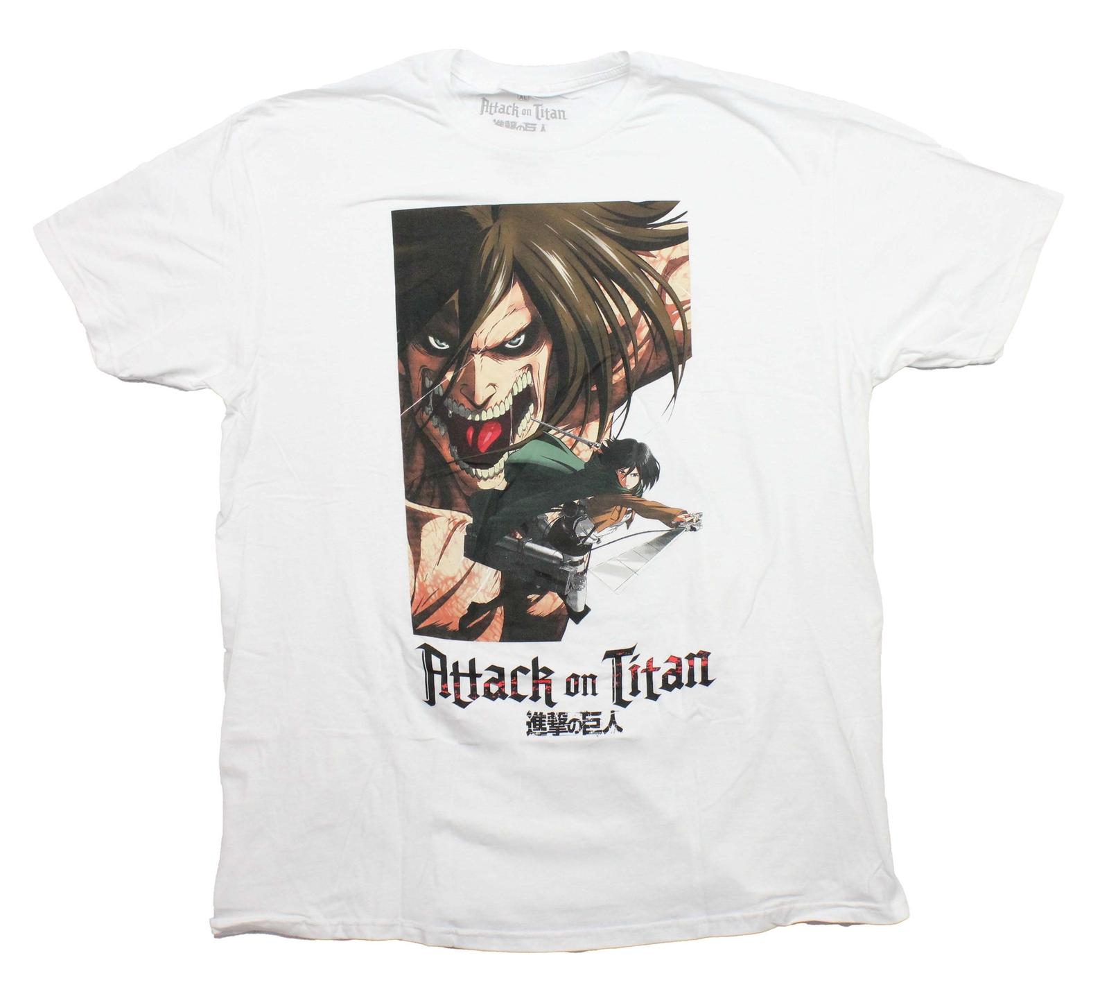 Attack on Titan New Adult T-shirt Giant Titan Above Female Fighter Name XL