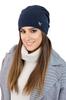 Lily Plain Wool Women' Hat with Logo, Navy Blue Turquoise