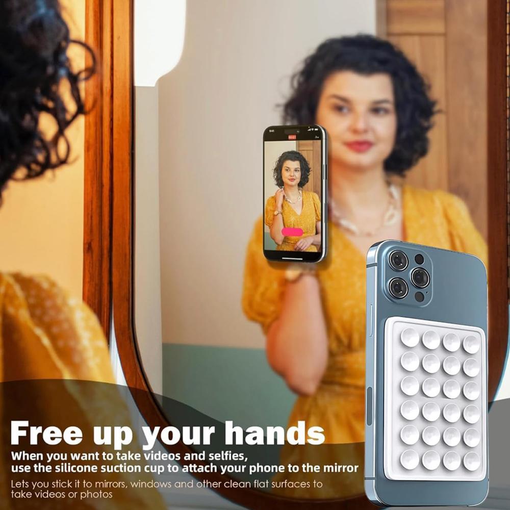 2× Silikon Anti-Rutsch Saug-Handyhalterung für Selfies Videos Weiß, Rosenrot