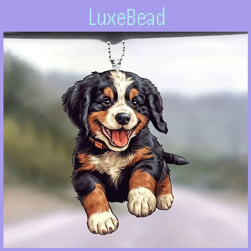 Adorable Cartoon Black Dog Acrylic Car Ornament For Stylish Interior Decoration