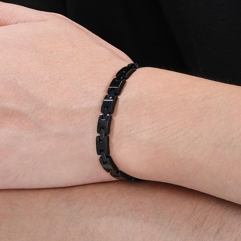 Pánské náramky z wolframové oceli, nikdy nepoškrábané, černo-stříbrné, barva 6 mm, šířka 6 mm, řetízkový náramek ve stylu H pro muže a ženy, velkoobchod