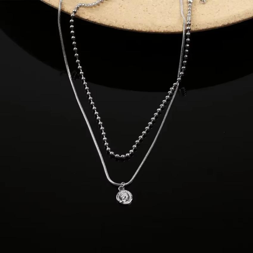 Fashion Titanium Steel Chain Necklace Female Europe and America Double Clavicle Chain Hip Hop Sweater