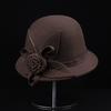 New British literary basin hat autumn and winter retro woolen hat children's big red three-dimensional flowers European and American fashion top hat