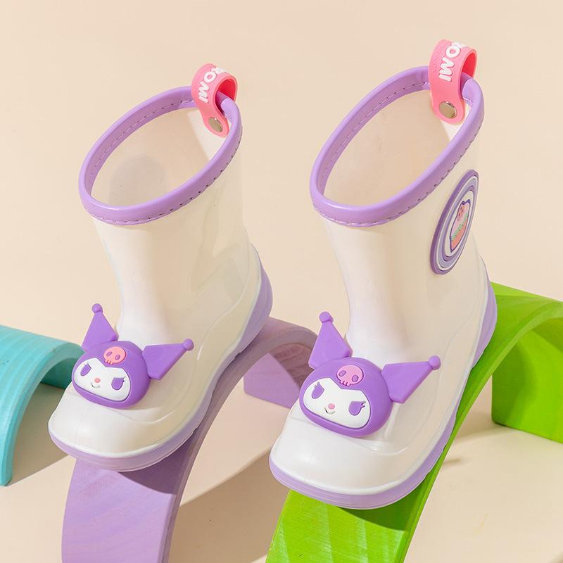 Children's Rain Boots Girls Kindergarten Kuromi Cartoon Cute Cinnamoroll Baby Rain Boots Girls Water Shoes