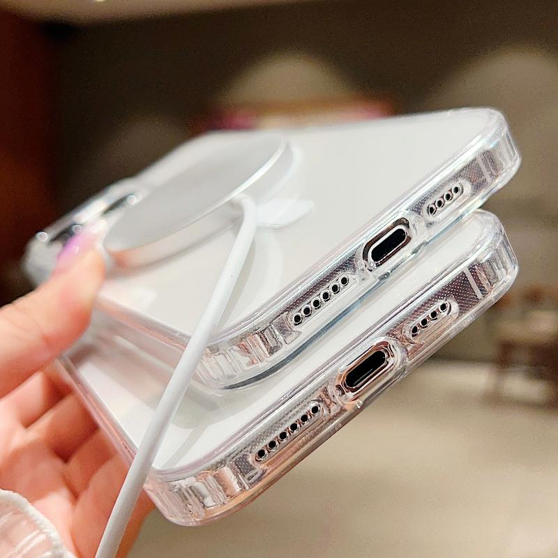 Clear Magnetic Case For Apple iPhone 16 15 14 13 12 11 Pro Max Plus 13 Mini XS Max XR 8 7 SE SE2 With Magsafe Transparent Cover
