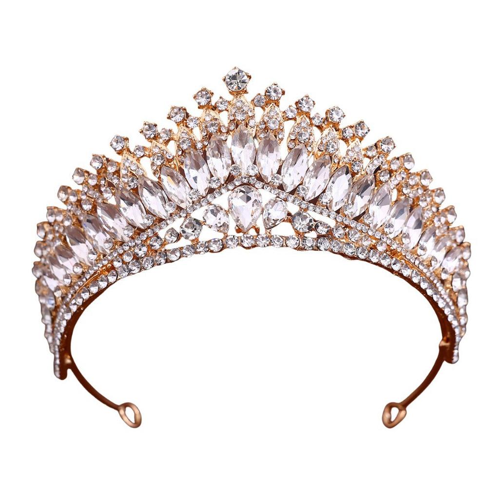 Bride's Crown Headwear Alloy Horse's Eye Water Diamond Crown Wedding Hair Accessory Wedding Dress Evening Gown Hair Tie Hair Band Accessory