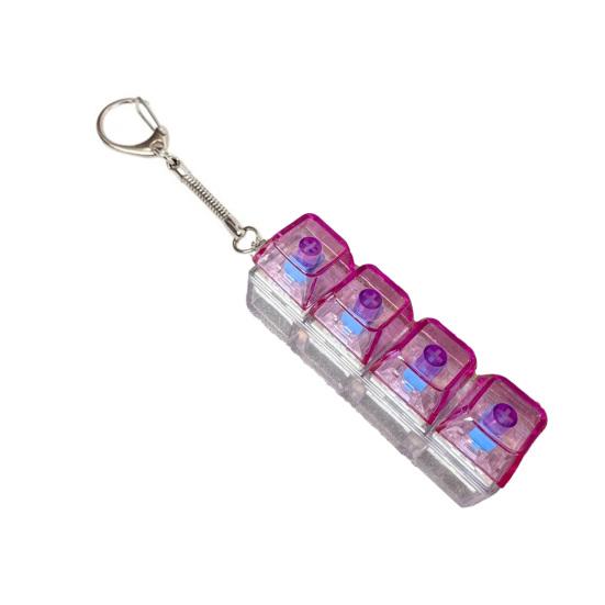 Yousheng Jucărie Fidget Tastatură cu 4 Taste cu Lumină Eliberare Stres Capac Transparent Tastatură Clicker deget Breloc Buton Decompresie Jucărie Senzorială