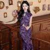Purple fishtail national style new Chinese sleeveless long cheongsam improved young 1011 new women's high-end dress
