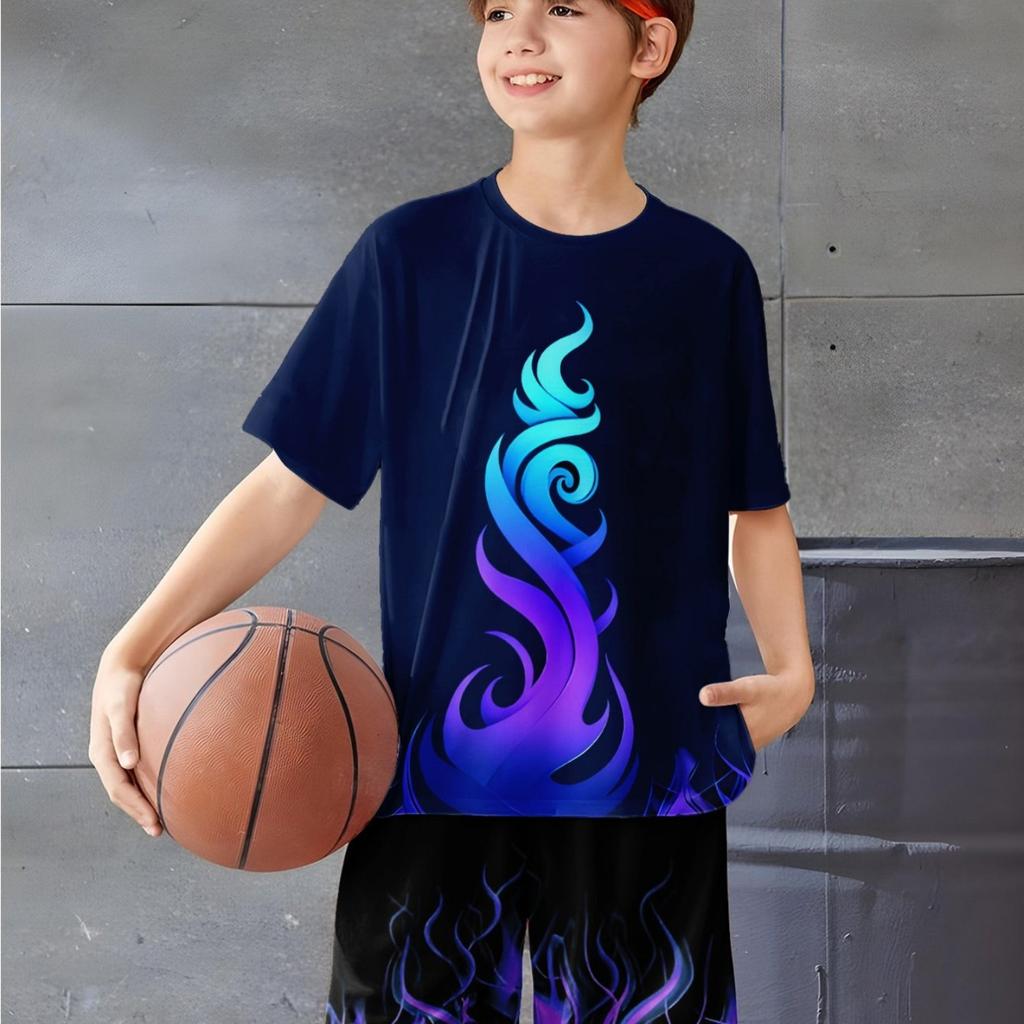Set di abbigliamento stampato in 3D per ragazzi, set a maniche corte per bambini Versatile per le attività quotidiane all'aperto