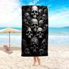 Gotischer Totenkopf-Print Strandtuch Stilvoll Langlebig Mikrofaser Badetuch Saugfähig Schnelltrocknend für Sommer Pool Strand Reisen