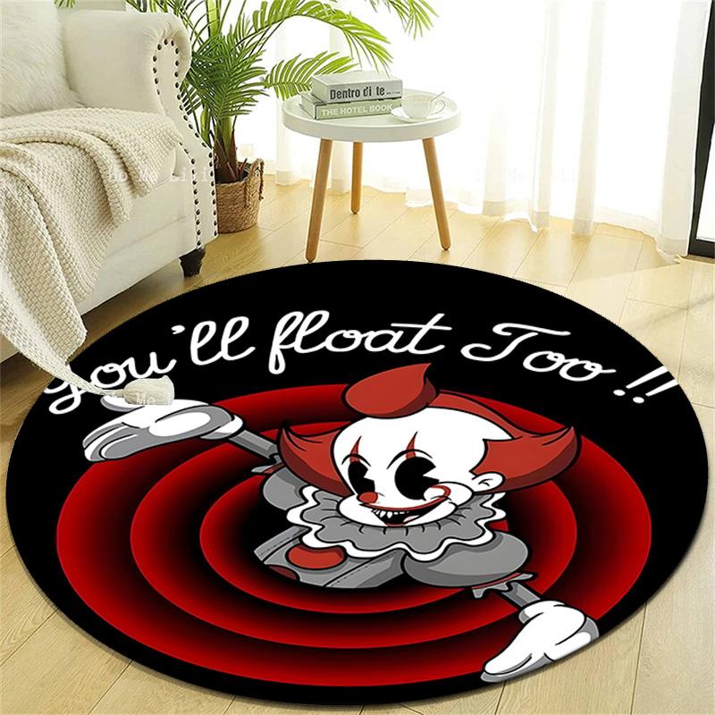 1pc Pennywise3 Design Printed Area Round Carpet for Bedroom Living Room Home Decor Rugs Mat Non Slip Mat Rug for Bedside