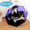 Custom Name Wednesday Umbrella Folding Umbrella, Automatic Umbrella 8-Frame for Travel, Casual Lightweight Birthday Christmas gift