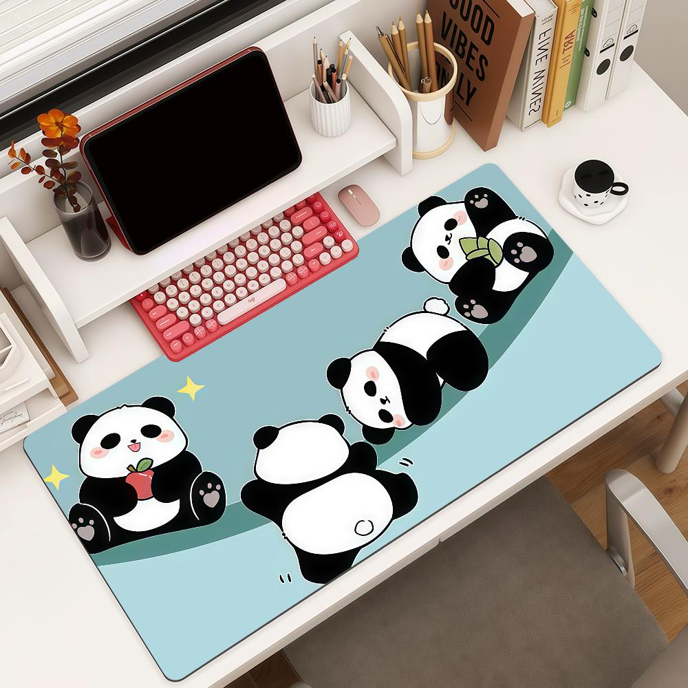 Cute Panda Mouse Pad Square Office Gaming Desk Mat Waterproof Nonslip Rubber Decorative