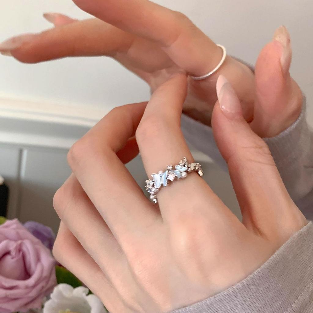 New S Small Fresh Butterfly Ring Women's Stacked Index Finger Ring Jewelry