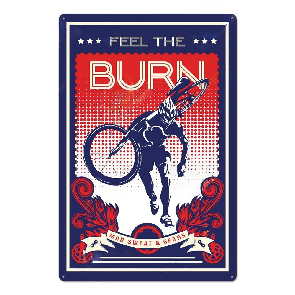 D Flat Metal Sign Vintage Cycling Sports Tin Sign Set Retro Bicycle Tour de France Racing Road Bike Wall Art Decor